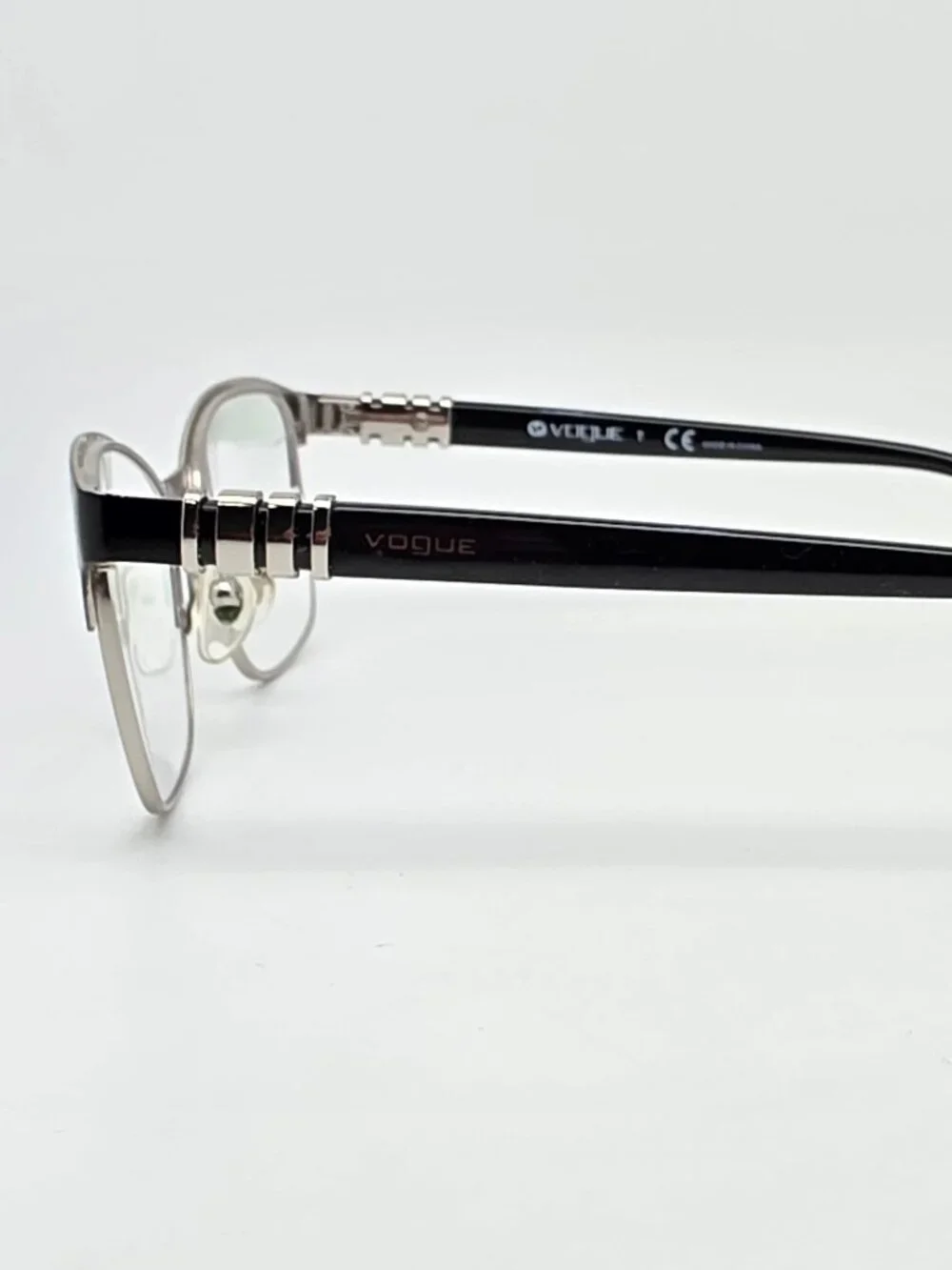 Vogue VO4050 352 Polished Black on Silver Cat Eye Eyeglasses Frame w/ Case 51mm